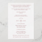 アーチピスペインのンクモダンハート写真キンセアニラ 箔招待状 (裏面)