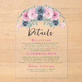 アーチピンクとブルーの開花結婚ズの詳細 アクリル招待状