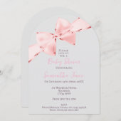 アーチピンクエレガントコケット弓女の子ベビーシャワー 招待状 (正面/裏面)