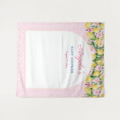 アーチピンクガーリーレモン赤ちゃんシャワー写真背景 タペストリー (正面(横))