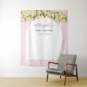 アーチピンクガーリーレモン赤ちゃんシャワー写真背景 タペストリー (インサイチュ)