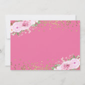 アーチピンクフローラ金ゴールドグリッターガールバプティスフォト 招待状 (裏面)