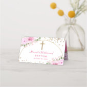 アーチピンクフローラ金ゴールドグリッターバプテスマ プレイスカード (裏面)