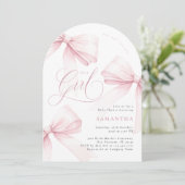 アーチピンクボウガールベビーシャワー 招待状 (スタンド正面)