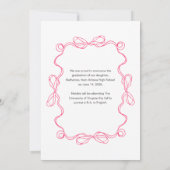 アーチピンクモダンフローラフォトホワイト卒業 案内状 (裏面)