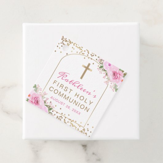 アーチピンク金ゴールドフローラ第1聖餐式 フェイバータグ (インサイチュ)