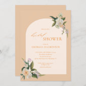 アーチピーチモダンフローラブライダルシャワー招待 招待状 (正面/裏面)