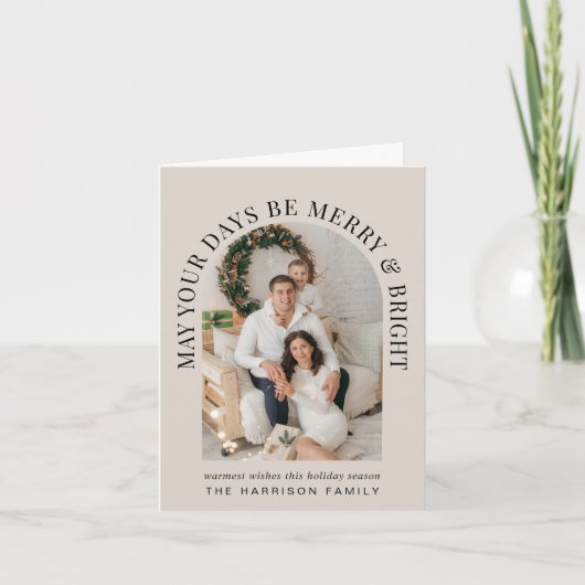 アーチフォトエレガントブライトメリートープのクリスマス カード (正面)
