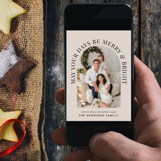 アーチフォトエレガントブライトメリートープのクリスマス カード