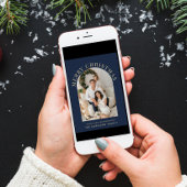 アーチフォトエレガントメリークリスマスブルー シーズンカード