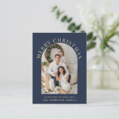 アーチフォトエレガントメリークリスマスブルー シーズンポストカード (スタンド正面)