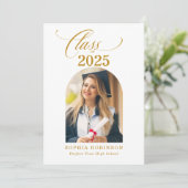 アーチフォトエレガント金ゴールドスクリプト卒業パーティー 招待状 (スタンド正面)