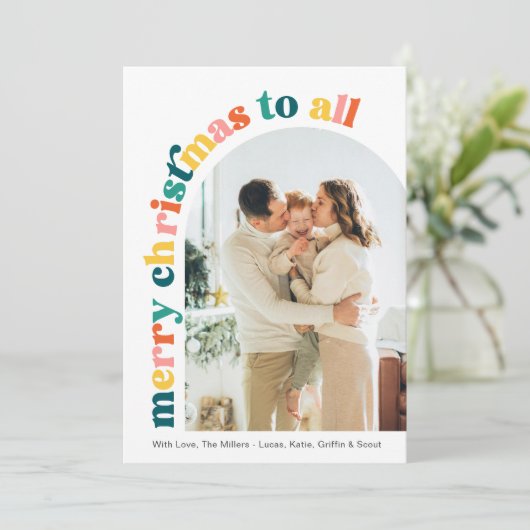 アーチフォトカラフルメリークリスマスカード シーズンカード (スタンド正面)