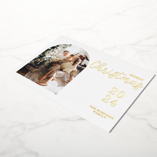 アーチフォトクリモダンスマスフォイルホリデーカード 箔シーズンカード (回転した状態)