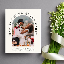 アーチフォトクリームウェディングレセプション招待状