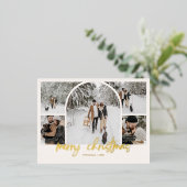 アーチフォトコラージメリークリスマスフォイルホリデー 箔シーズンポストカード (立ち正面)