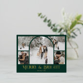 アーチフォトコラージメリークリスマスフォイルホリデー 箔シーズンポストカード (立ち正面)