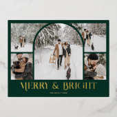 アーチフォトコラージメリークリスマスフォイルホリデー 箔シーズンポストカード (正面)