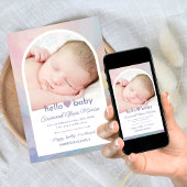 アーチフォトコラージュハローベビー誕生 案内状