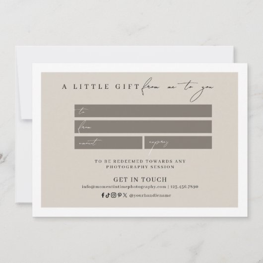 アーチフォトコラージュ写真ギフト券 (裏面)