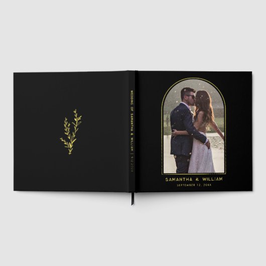 アーチフォトゴールドフォイルタイポグラフィエレガントウェディング ゲストブック (全面)
