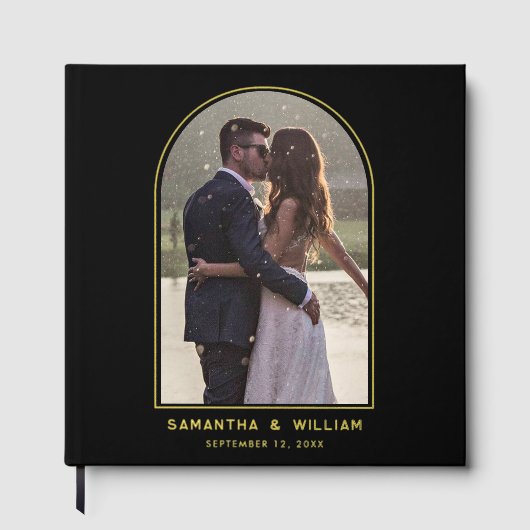 アーチフォトゴールドフォイルタイポグラフィエレガントウェディング ゲストブック (正面)