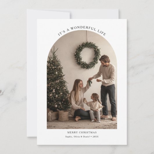 アーチフォトシンプルクリスマスは素晴らしい人生だ シーズンカード (正面)