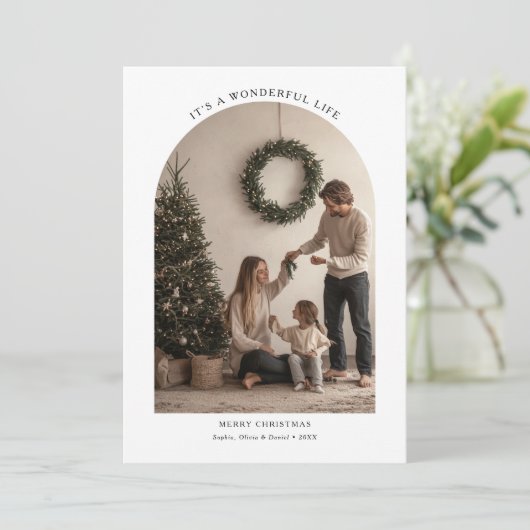 アーチフォトシンプルクリスマスは素晴らしい人生だ シーズンカード (スタンド正面)