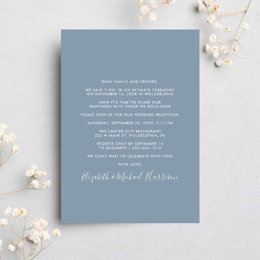 アーチフォトダスティブルーウェディングレセプション 招待状