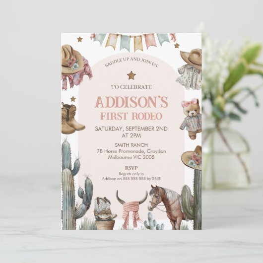 アーチフォトバックファーストRodeo Western 1st誕生日 招待状 (スタンド正面)