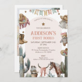 アーチフォトバックファーストRodeo Western 1st誕生日 招待状 (正面/裏面)