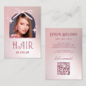 アーチフォトピンクボウフェイクフォイルヘアビジネスカード 名刺 (正面/裏面)