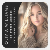 アーチフォトブラックグラード卒業差出人住所 スクエアシール (正面)