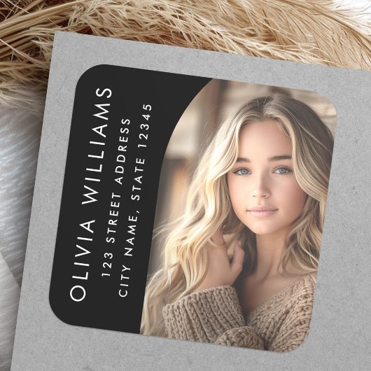 アーチフォトブラックグラード卒業差出人住所 スクエアシール