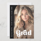 アーチフォトブラックレトログラード卒業 案内状 (正面)