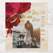 アーチフォトブルゴーンドフローラ結婚植物学 ワインラベル (シングルラベル)