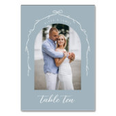 アーチフォトブルーボウ&リボン結婚のテーブル番号 テーブルナンバー (裏面)