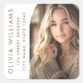 アーチフォトホワイトグラード卒業差出人住所 スクエアシール (正面)