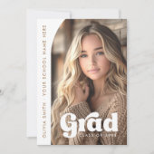 アーチフォトホワイトレトログラード卒業 案内状 (正面)