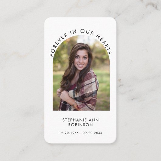 アーチフォトメモリアル葬儀祈りの言葉カード 名刺 (正面)