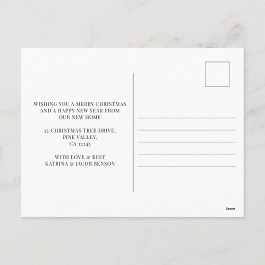 アーチフォトメリークリスマスニューホームフォレストムービング シーズンポストカード (裏面)