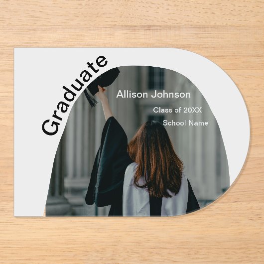 アーチフォトモダンエレガントシンプル卒業会 アクリル招待状 (正面)