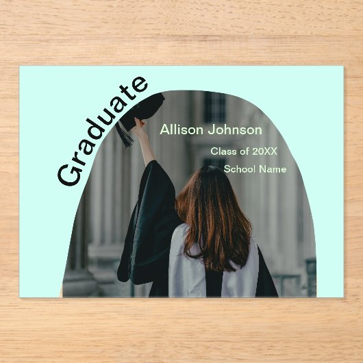 アーチフォトモダンエレガントシンプル卒業会 アクリル招待状 (正面)