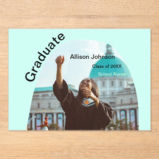 アーチフォトモダンエレガントシンプル卒業会 アクリル招待状 (正面)