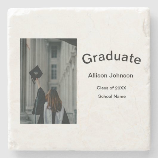 アーチフォトモダンエレガントシンプル卒業会 ストーンコースター (正面)