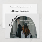 アーチフォトモダンエレガントシンプル卒業会 招待状 (正面/裏面)