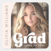 アーチフォトライト赤面ピンクレトログラード卒業 スクエアシール (正面)