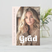 アーチフォトライト赤面ピンクレトログラード卒業 案内状 (スタンド正面)