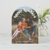 アーチフォトレトロハッピーホリデーズカード 招待状 (スタンド正面)