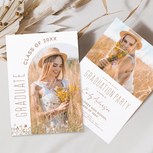 アーチフォトワイルドフラワー開花卒業パーティー 招待状